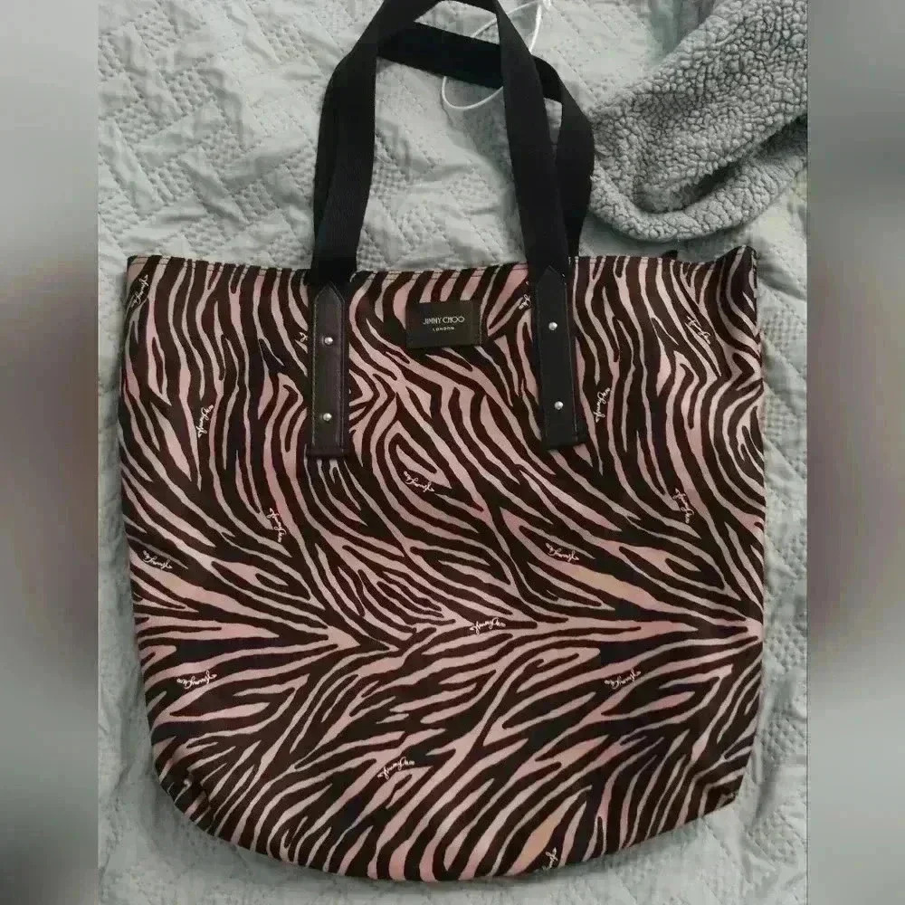 Jimmy Choo pink candice zebra bag set 2 pieces